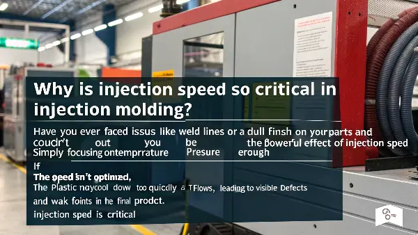 Side-by-side comparison of two plastic parts, one with a glossy finish (optimal speed) and one with flow lines (sub-optimal speed).
