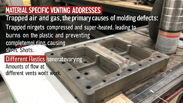 Close-up of a plastic part with burn marks and a short shot