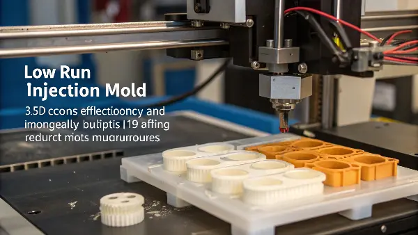 A 3D printed injection mold half next to a CNC machined aluminum mold half.