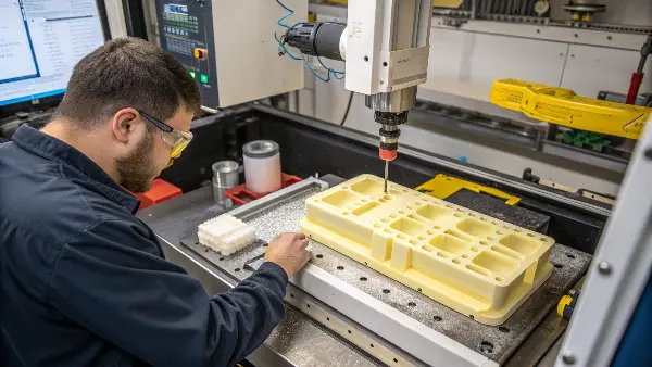 3D printed mold next to an injection molded part