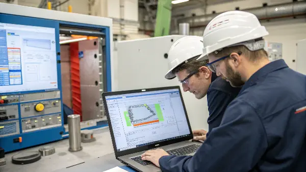 Mold Flow Analysis simulation showing plastic flow in a mold.