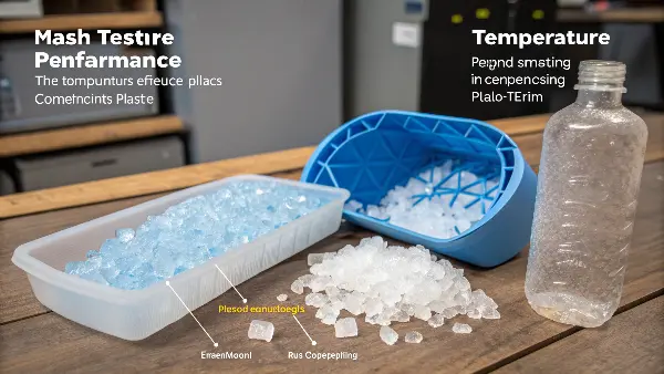 A plastic part being tested under different temperature conditions