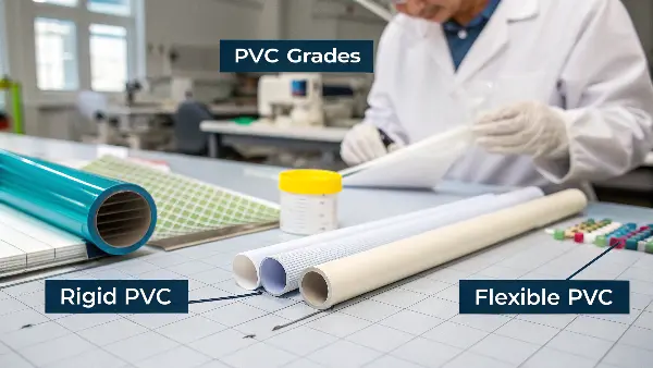 Rigid and Flexible PVC Formulations A collection of rigid and flexible PVC injection molded parts in various colors.
