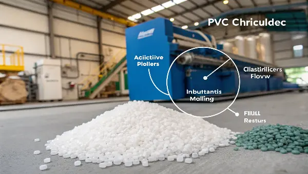 PVC Pellets for Injection Molding Close-up of raw PVC pellets, showing different colors and textures.