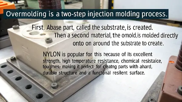 An infographic showing the two steps of the overmolding process.