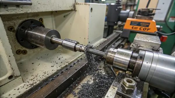 Cutaway diagram of an injection molding machine's barrel and screw