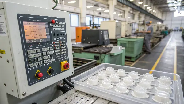 Critical PVC Molding Parameters Control panel of an injection molding machine highlighting temperature settings.