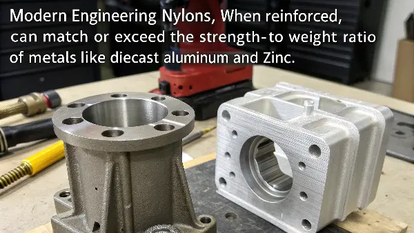 A close-up of a nylon gear mesh showing its durability and precision.