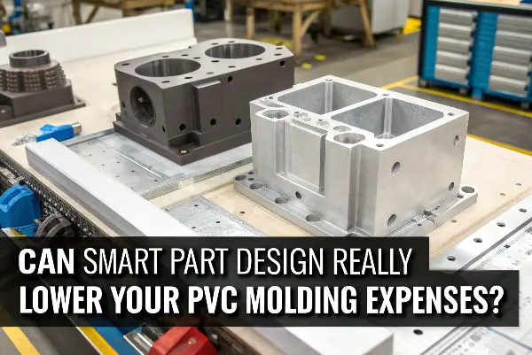 A 3D model of a plastic part showing design features like ribs and uniform wall thickness.