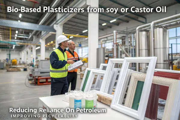 PVC pellets made from recycled and bio-based materials.