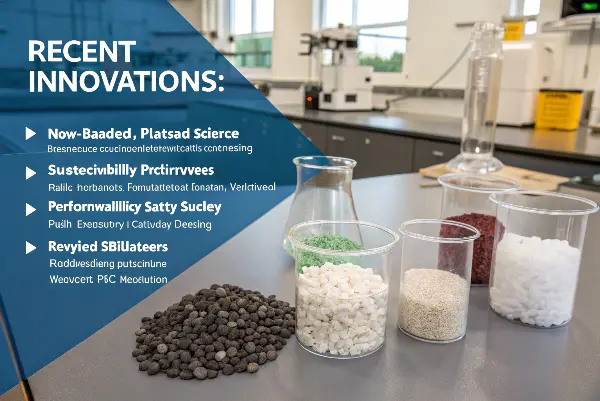 A lab technician examining a sample of innovative PVC material.