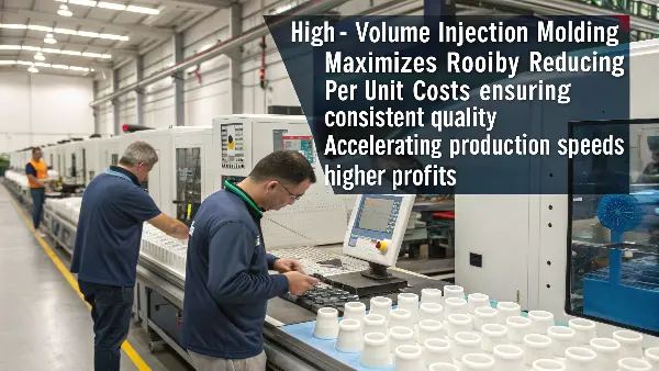 A high-speed automated production line for high-volume injection molding.