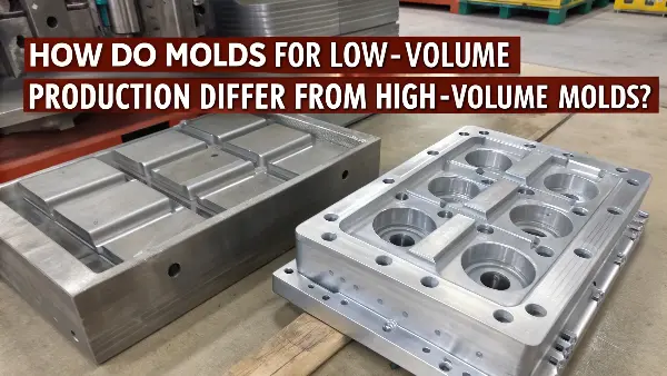 Side-by-side comparison of a shiny hardened steel mold and a softer-finish aluminum mold
