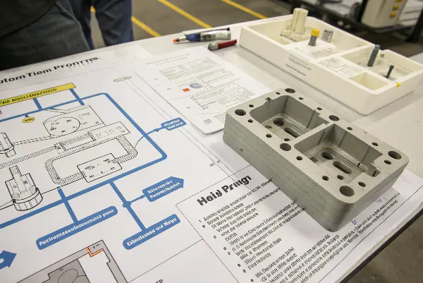 Design for Manufacturability A CAD design showing DFM principles like draft angles and uniform wall thickness.