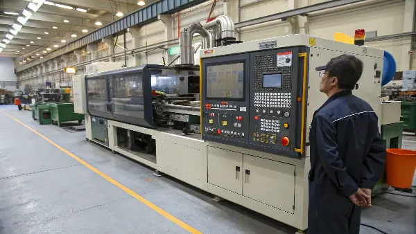 A plastic injection molding machine control panel.