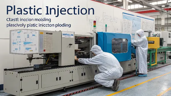 A complex plastic injection mold with many components.