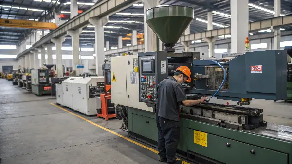 Injection Molding Machine Price A price tag hanging from the control panel of a new injection molding machine.