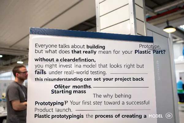 A designer holding a 3D-printed plastic prototype
