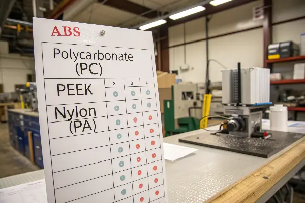 A collection of different plastic material blocks for CNC machining