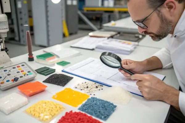 A colorful array of plastic pellets used for injection molding