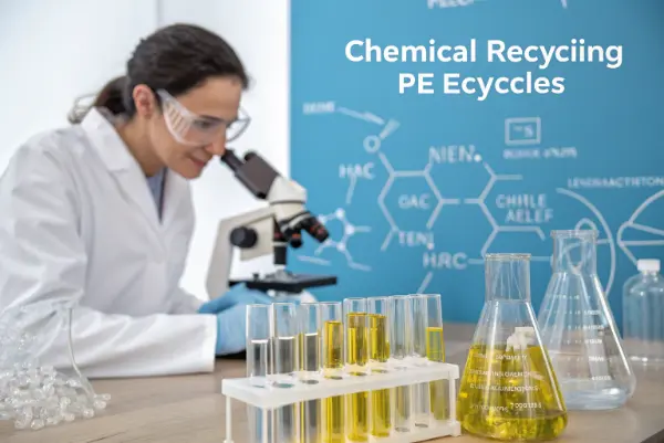 Chemical recycling process diagram for PE plastics Chemical recycling process diagram for PE plastics