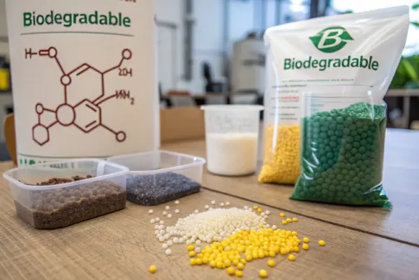 Chemical Breakdown Process Chemical structure breakdown of biodegradable polyethylene